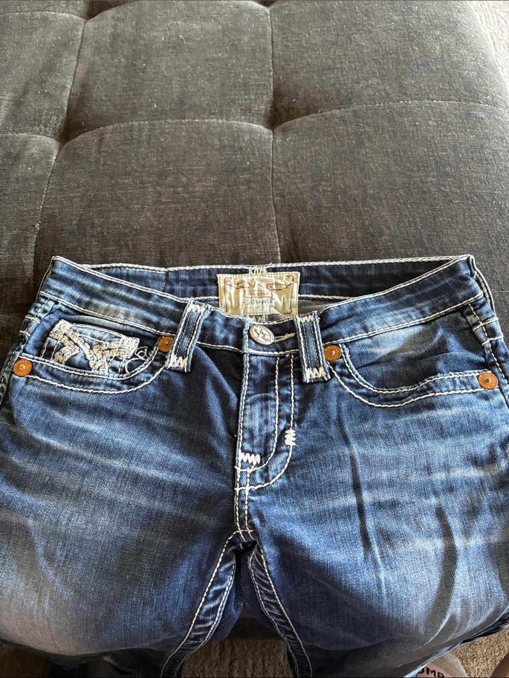 Big Star Women's Skinny Jeans in Distressed Blue Denim - Picture 4 of 7